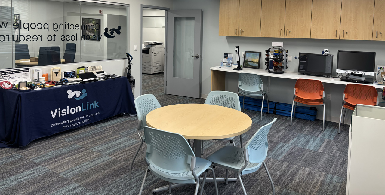 A photo of the Low Vision Resource Center showing the various devices and equipment used in training.
