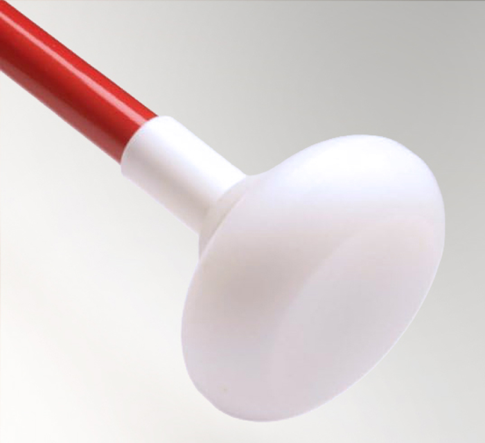 A photo of a jumbo roller tip, hook style, for a cane.