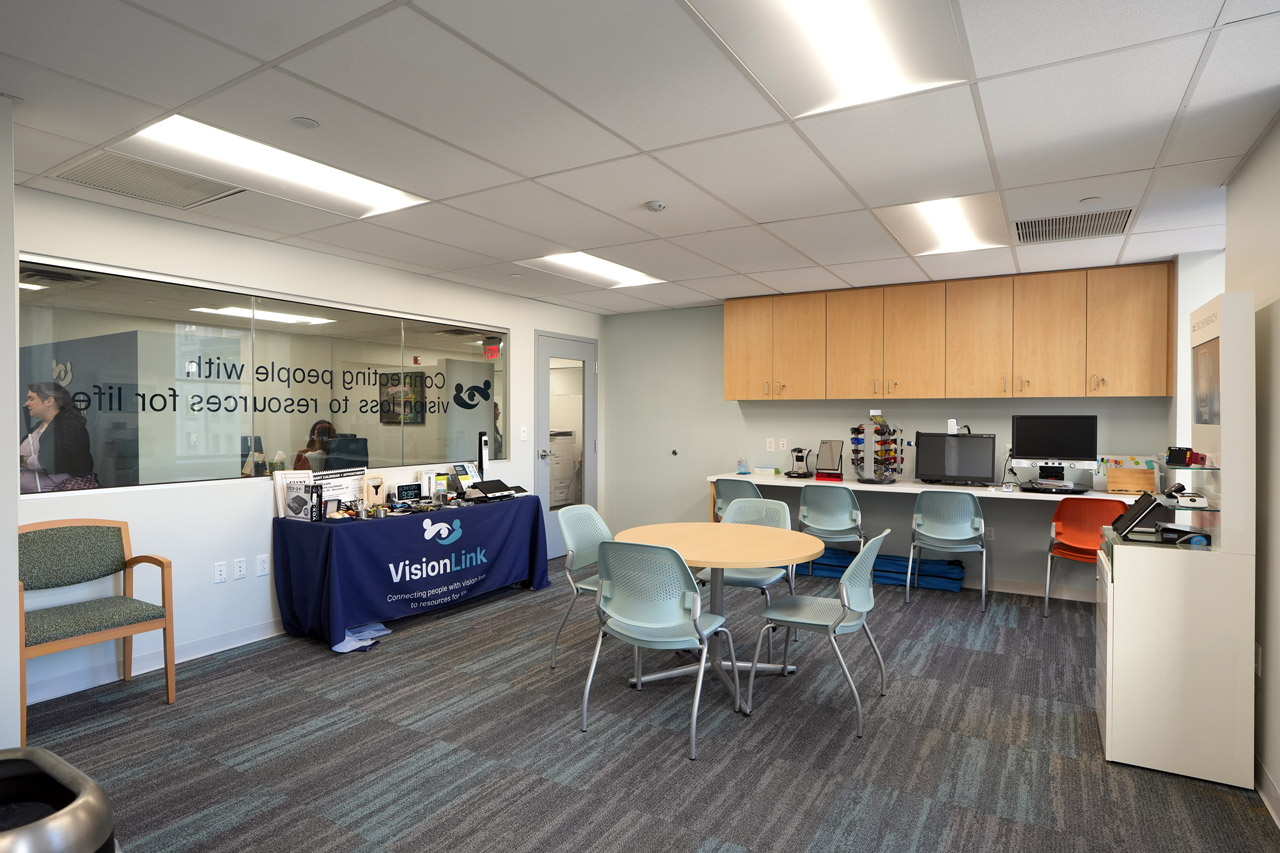 A photo of the Low Vision Resource Center showing the various devices and equipment used in training.
